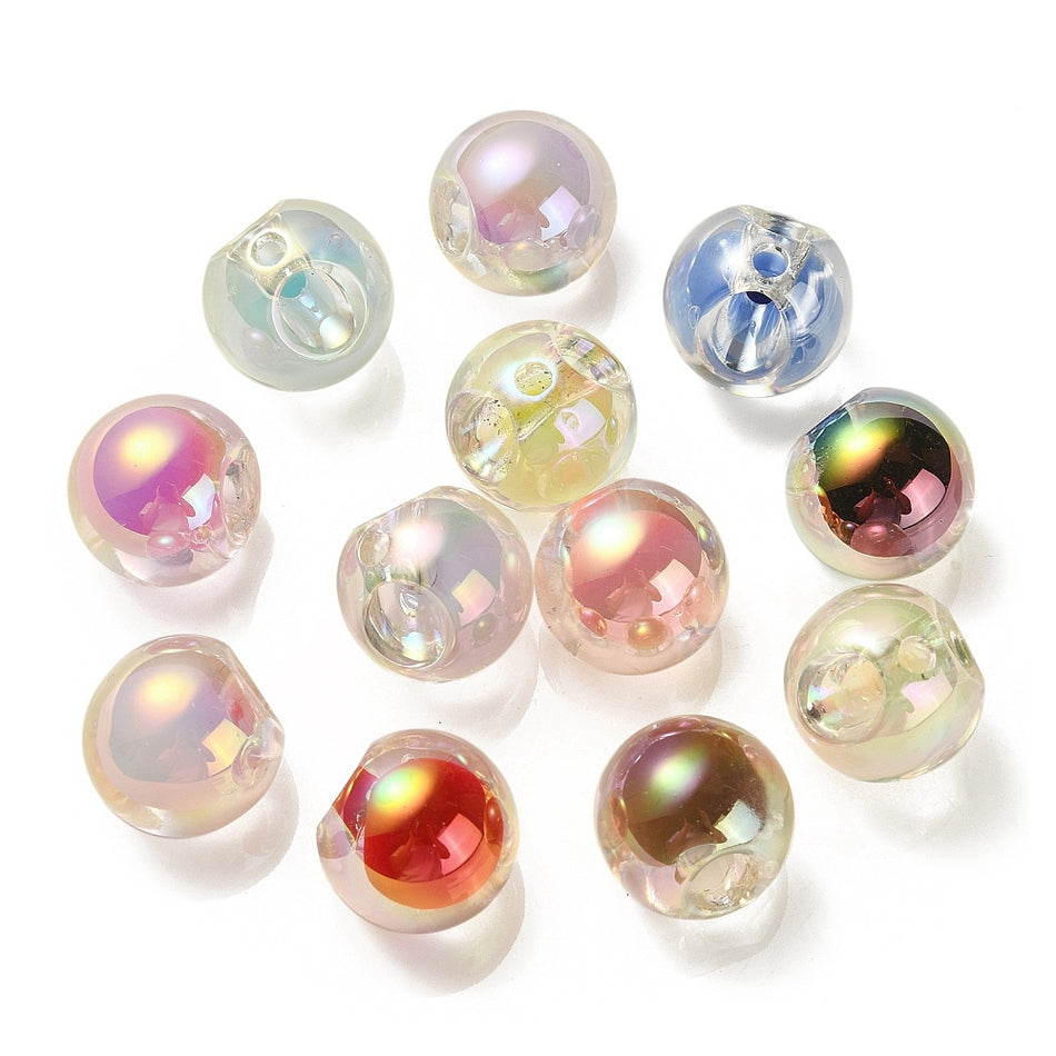 Transparent Mixed Color Bubble Acrylic Beads 16mm, 10pcs