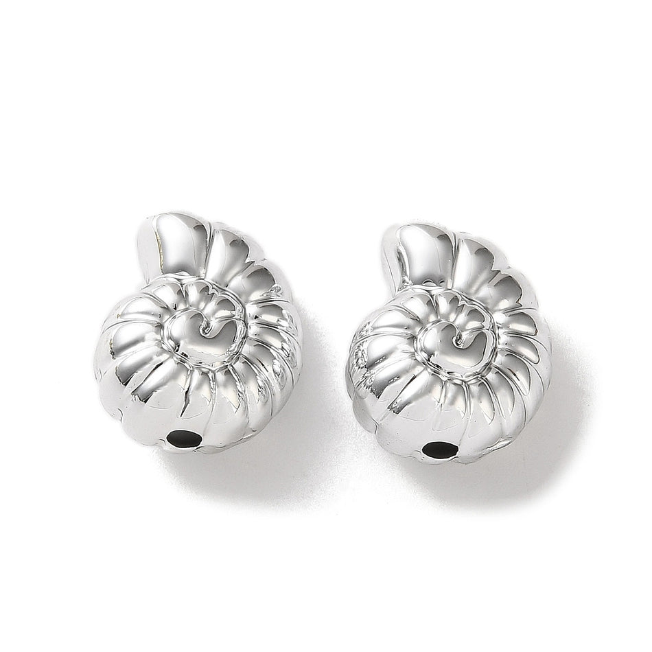 Acrylic Beads, Conch Shape, Platinum Plated 15mm Package of 10pcs
