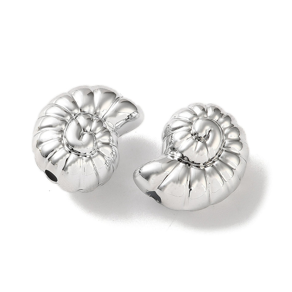 Acrylic Beads, Conch Shape, Platinum Plated 15mm Package of 10pcs