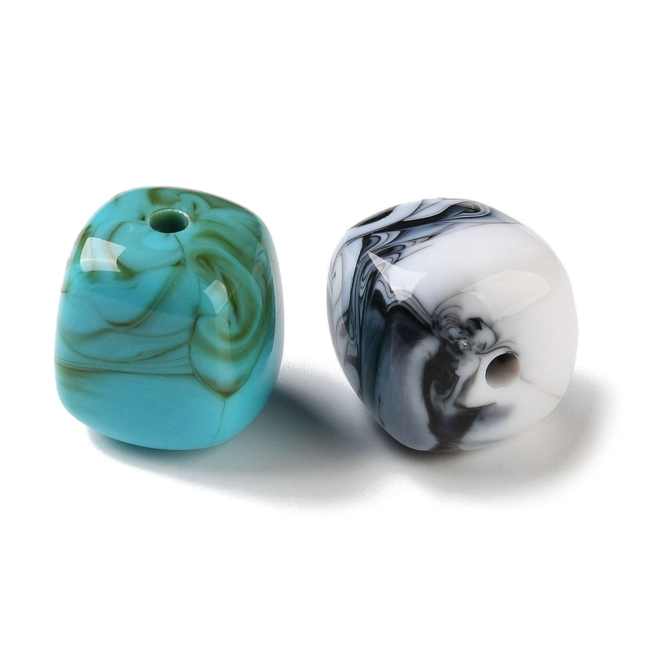 Acrylic Beads, Imitation Cube, Mixed Color Size: about length 17mm, width 16mm, thickness 16mm, hole: 3mm, Package Of 10pcs