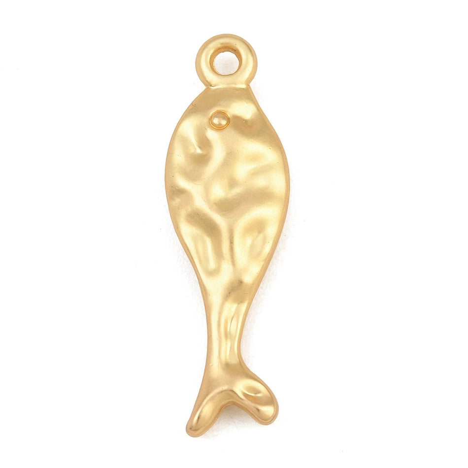 Matte Hammered Fish Pendants Size 44.5mm, 1pc