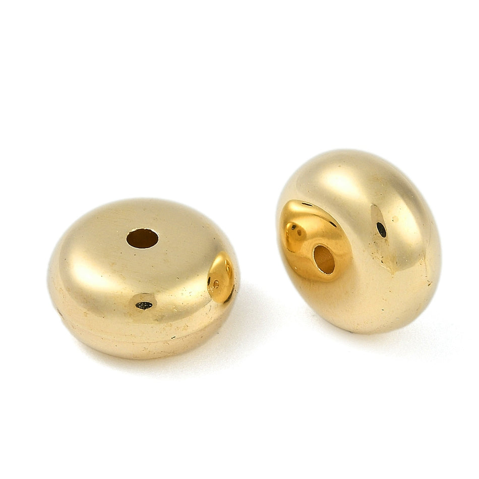 Acrylic Beads, Rondelle, Golden Size: about 12.5mm in diameter, 7mm thick, hole: 2mm. Package Of 20pcs