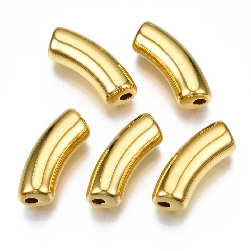 Acrylic Curved Tube, Size: about 1.36 inch(34.5mm) wide, 0.51 inch(13mm) long, 0.43 inch(11mm) thick, hole: 0.14 inch(3.5mm), Package of 10pcs