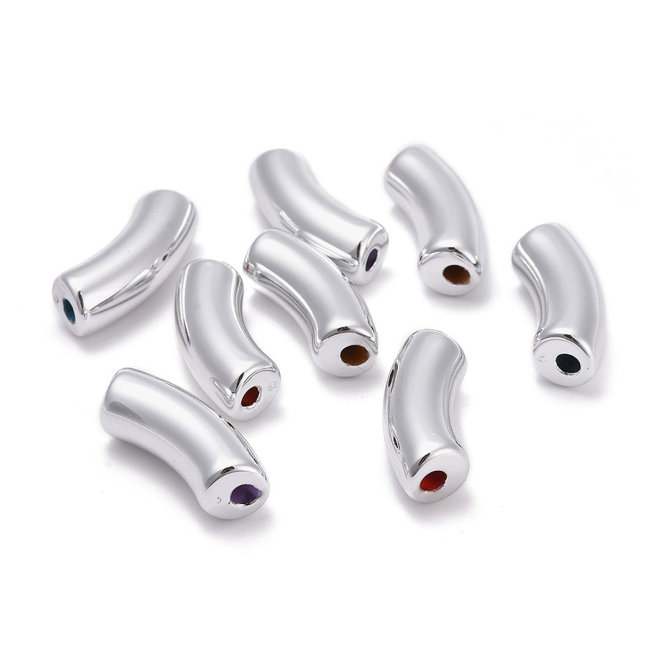 Acrylic Curved Tube, Size: about 1.36 inch(34.5mm) wide, 0.51 inch(13mm) long, 0.43 inch(11mm) thick, hole: 0.14 inch(3.5mm), Package of 10pcs