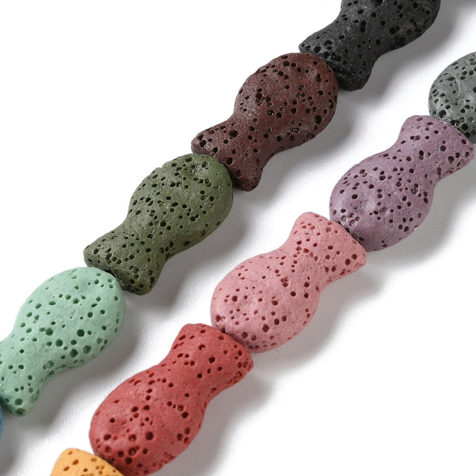 Lava Rock Beads Strands, Mixed Color hSize: about 12mm wide, 21.5mm long,19pcs Strand