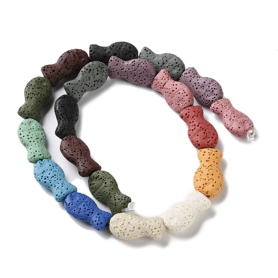Lava Rock Beads Strands, Mixed Color hSize: about 12mm wide, 21.5mm long,19pcs Strand