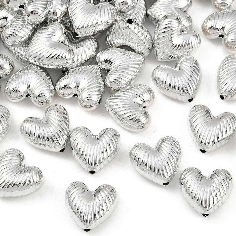 Acrylic Plating Heart, Size: about 21mm wide, 20mm long, 10.5mm thick, hole: 1.8mm. Package of 10pcs