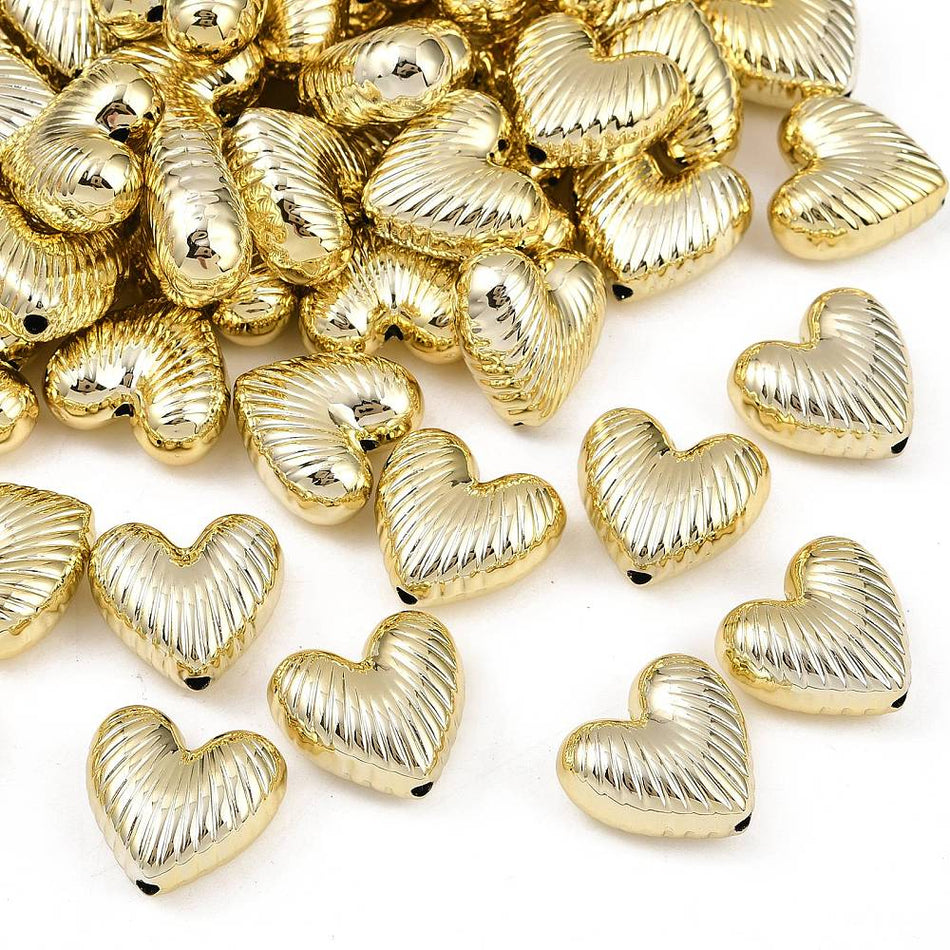 Acrylic Plating Heart, Size: about 21mm wide, 20mm long, 10.5mm thick, hole: 1.8mm. Package of 10pcs