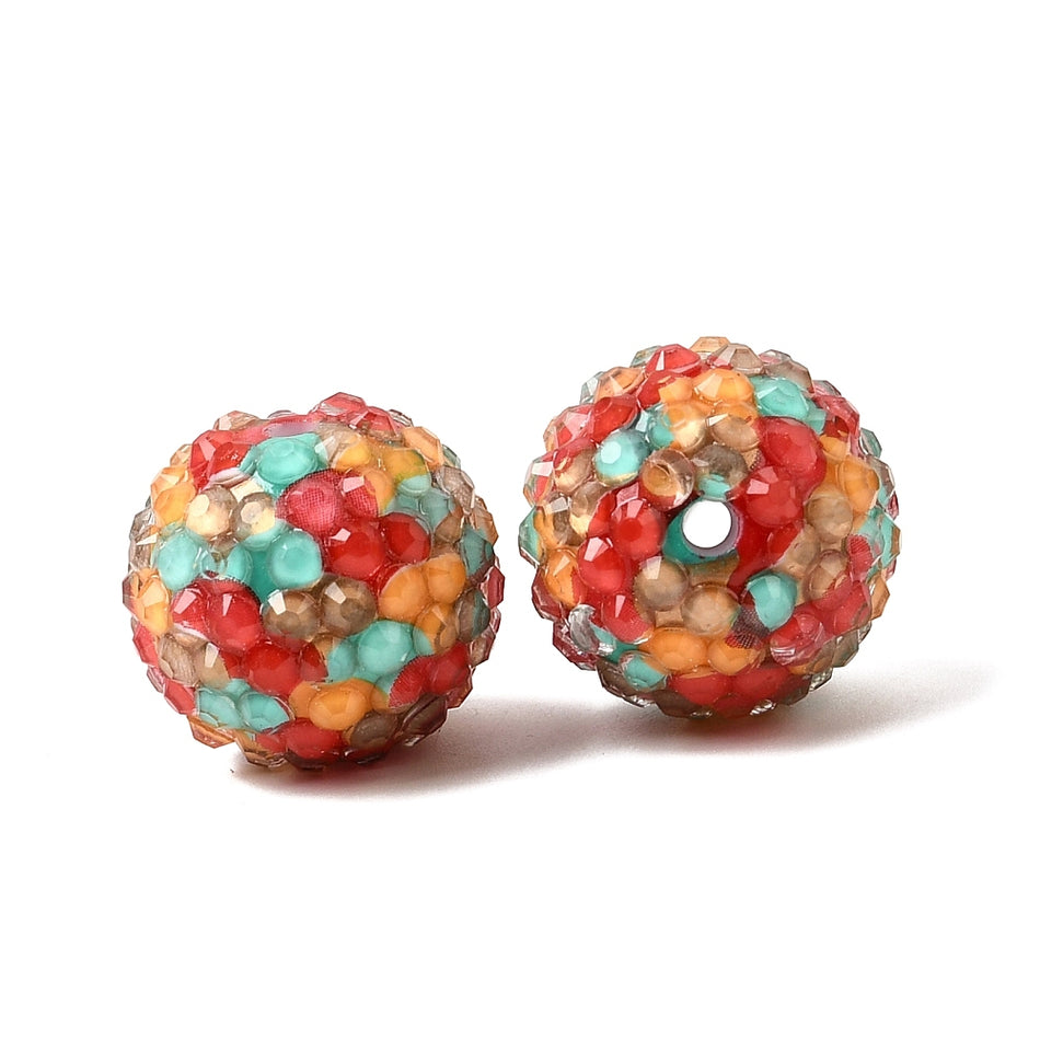 Acrylic & Resin Rhinestone Beads, Round, Colorful
Size: about thickness 18~18.5mm, diameter 20mm, hole: 2.5mm. Package of 2pcs