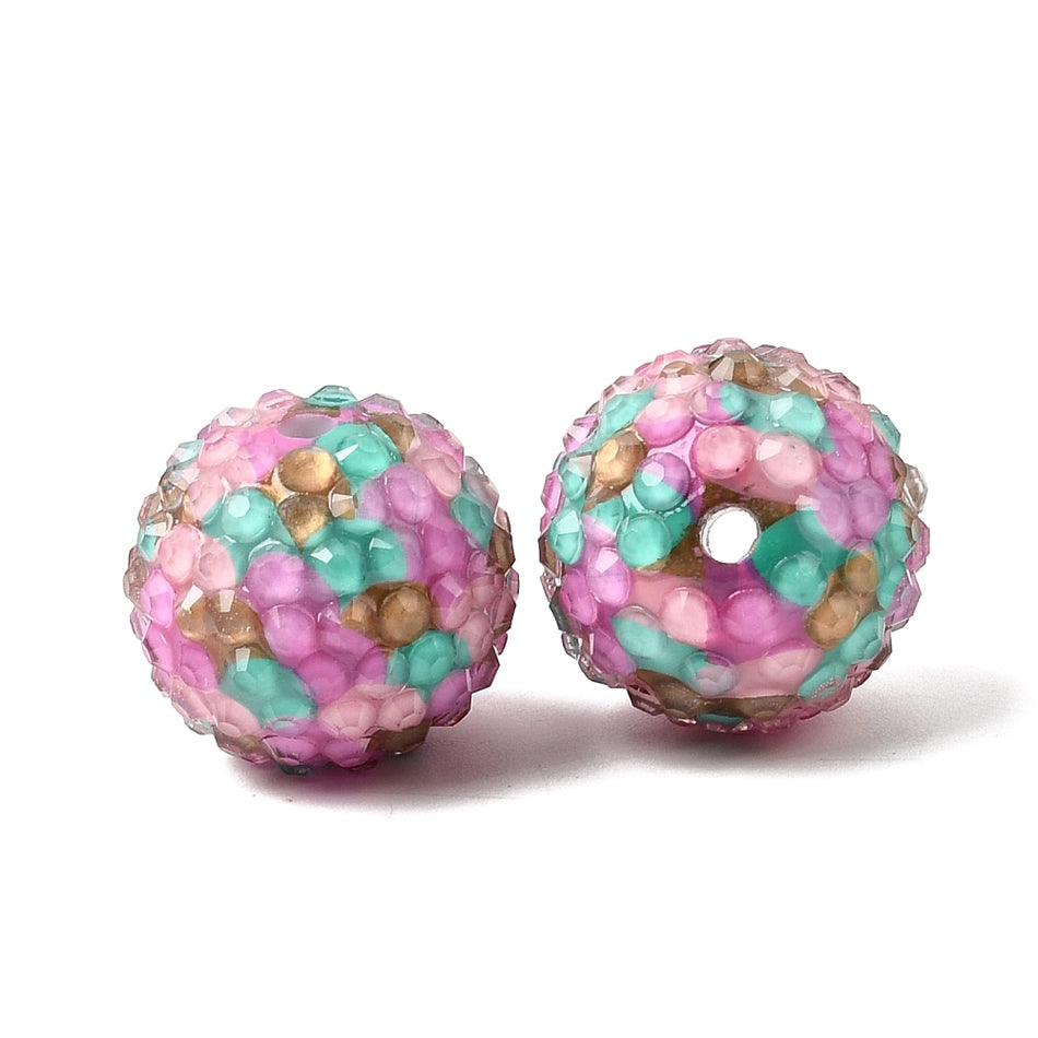 Acrylic & Resin Rhinestone Beads, Round, Colorful
Size: about thickness 18~18.5mm, diameter 20mm, hole: 2.5mm. Package of 2pcs