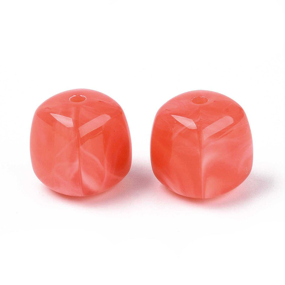 Acrylic Beads, Square, Size: about 16mm wide, 17mm long, 16mm thick, hole: 2.7mm. Package size 10pcs