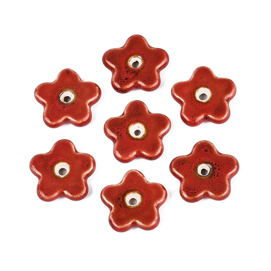 Porcelain Beads, Flower, Size: about length 28~29mm, width 29~30mm, thickness 5.5~6.5mm, hole: 1.8~3.5mm Package of 3pcs