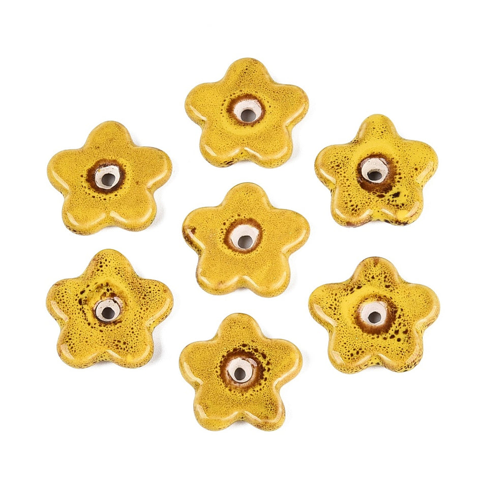 Porcelain Beads, Flower, Size: about length 28~29mm, width 29~30mm, thickness 5.5~6.5mm, hole: 1.8~3.5mm Package of 3pcs