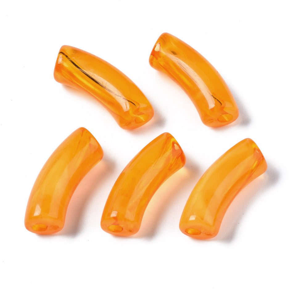Acrylic Curved Tube, Size: about 1.36 inch(34.5mm) long, 0.51 inch(13mm) wide, 0.43 inch(11mm) thick, Package of 10pcs