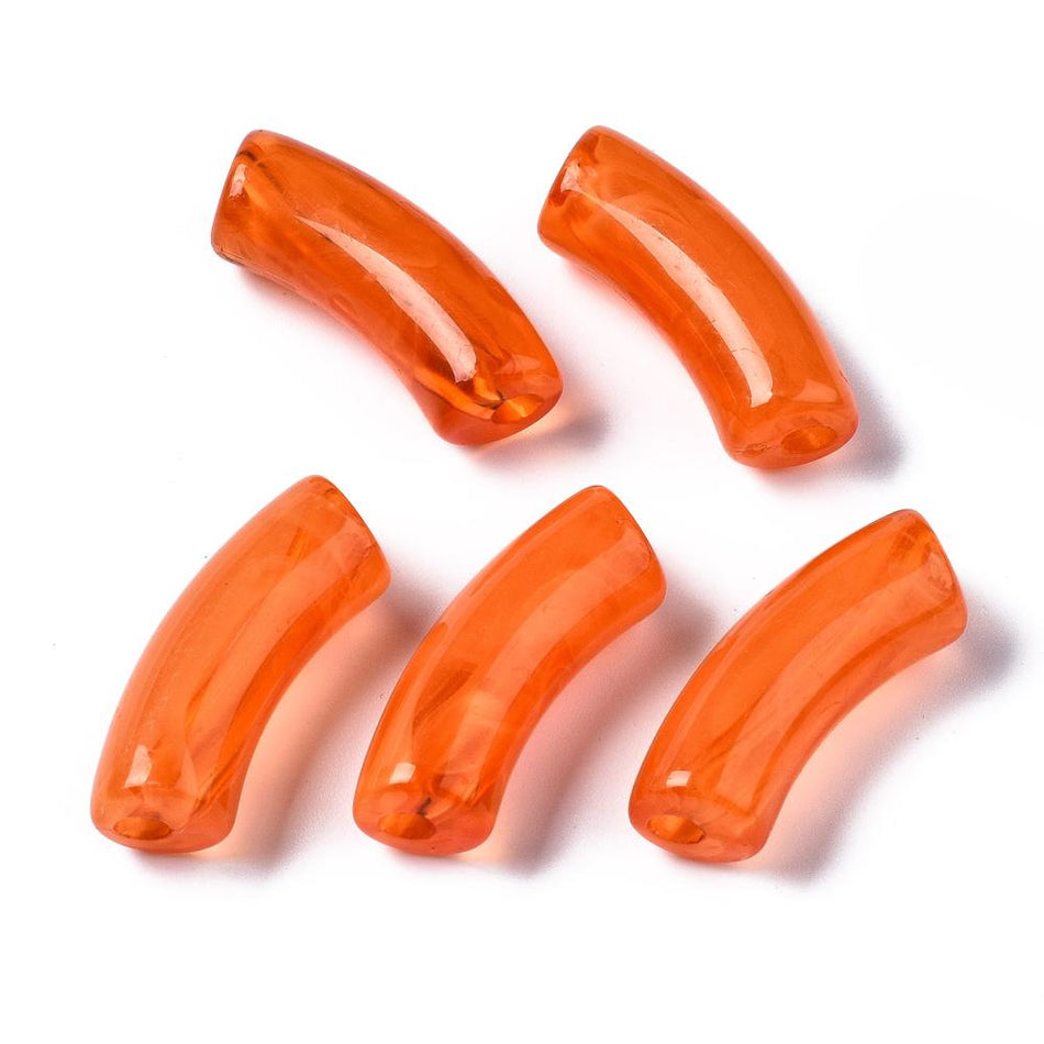 Acrylic Curved Tube, Size: about 1.36 inch(34.5mm) long, 0.51 inch(13mm) wide, 0.43 inch(11mm) thick, Package of 10pcs