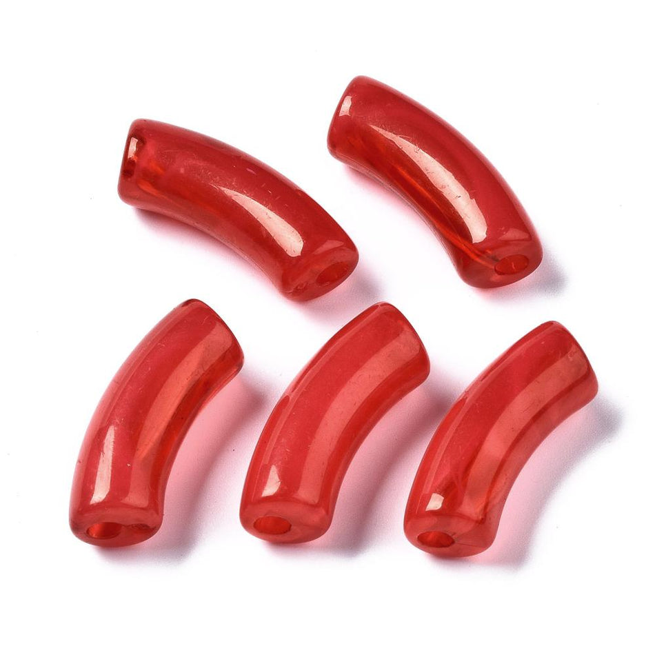 Acrylic Curved Tube, Size: about 1.36 inch(34.5mm) long, 0.51 inch(13mm) wide, 0.43 inch(11mm) thick, Package of 10pcs