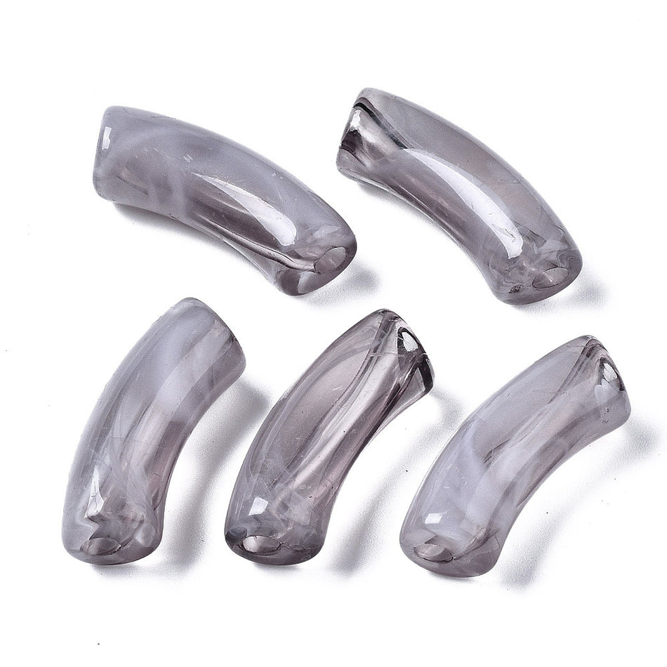 Acrylic Curved Tube, Size: about 1.36 inch(34.5mm) long, 0.51 inch(13mm) wide, 0.43 inch(11mm) thick, Package of 10pcs