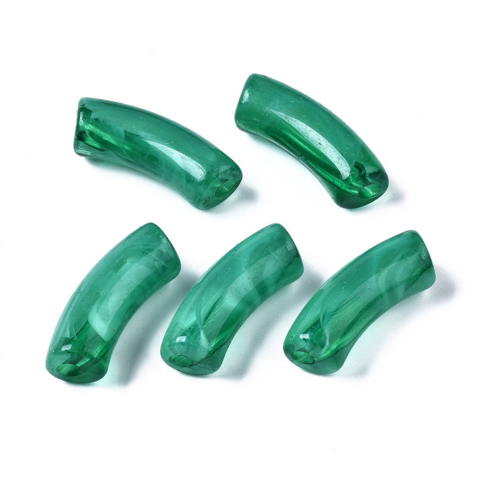 Acrylic Curved Tube, Size: about 1.36 inch(34.5mm) long, 0.51 inch(13mm) wide, 0.43 inch(11mm) thick, Package of 10pcs
