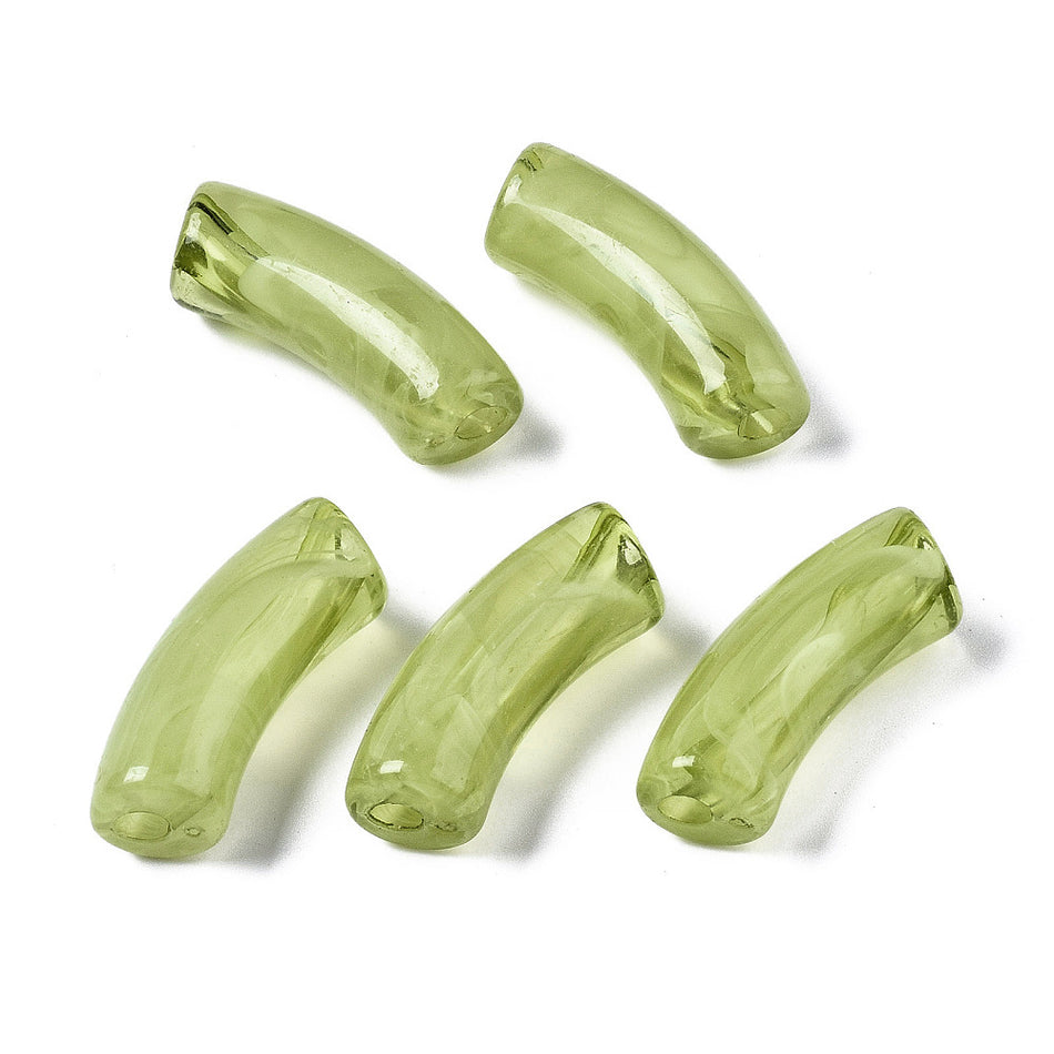 Acrylic Curved Tube, Size: about 1.36 inch(34.5mm) long, 0.51 inch(13mm) wide, 0.43 inch(11mm) thick, Package of 10pcs