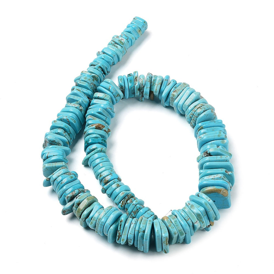 Natural Howlite Chip Beads, Turquoise, Bead Size 10~25mm wide