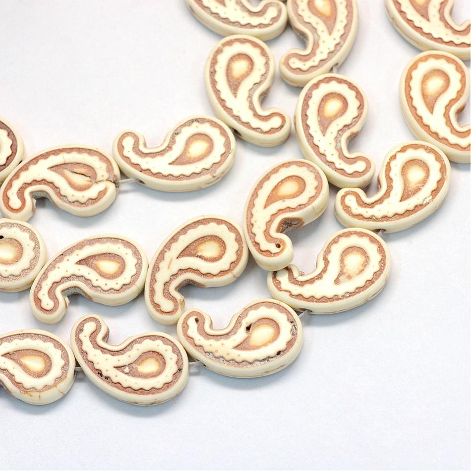 Magnesite Beads Strand, Paisley, Bead Size 21mm long