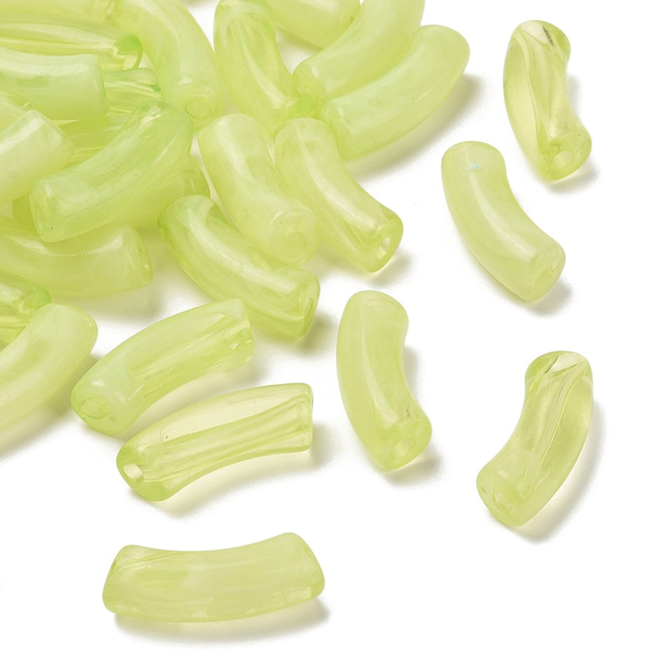 Acrylic Curved Tube, Size: about 1.36 inch(34.5mm) long, 0.51 inch(13mm) wide, 0.43 inch(11mm) thick, Package of 10pcs