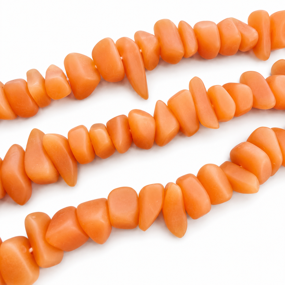Solid Matte Resin Pebble Bead 20mm Strand