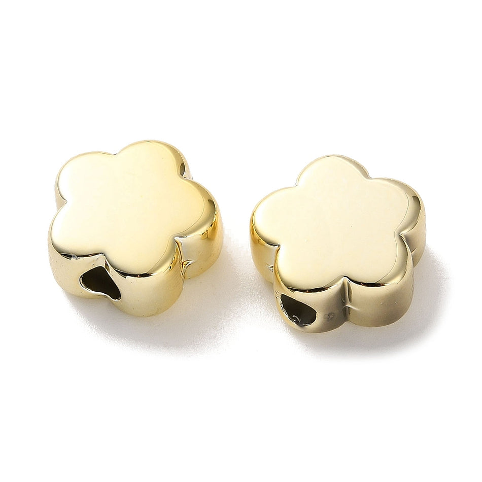 Acrylic Beads, Large Hole, Flower, Golden about 14.5mm, width 15.5mm,hole: 4mm. Package of 10pcs