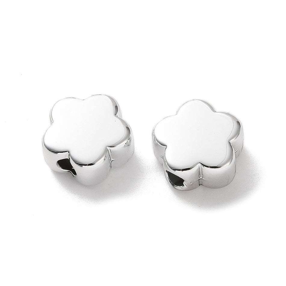 Acrylic Beads, Large Hole, Flower, Golden about 14.5mm, width 15.5mm,hole: 4mm. Package of 10pcs
