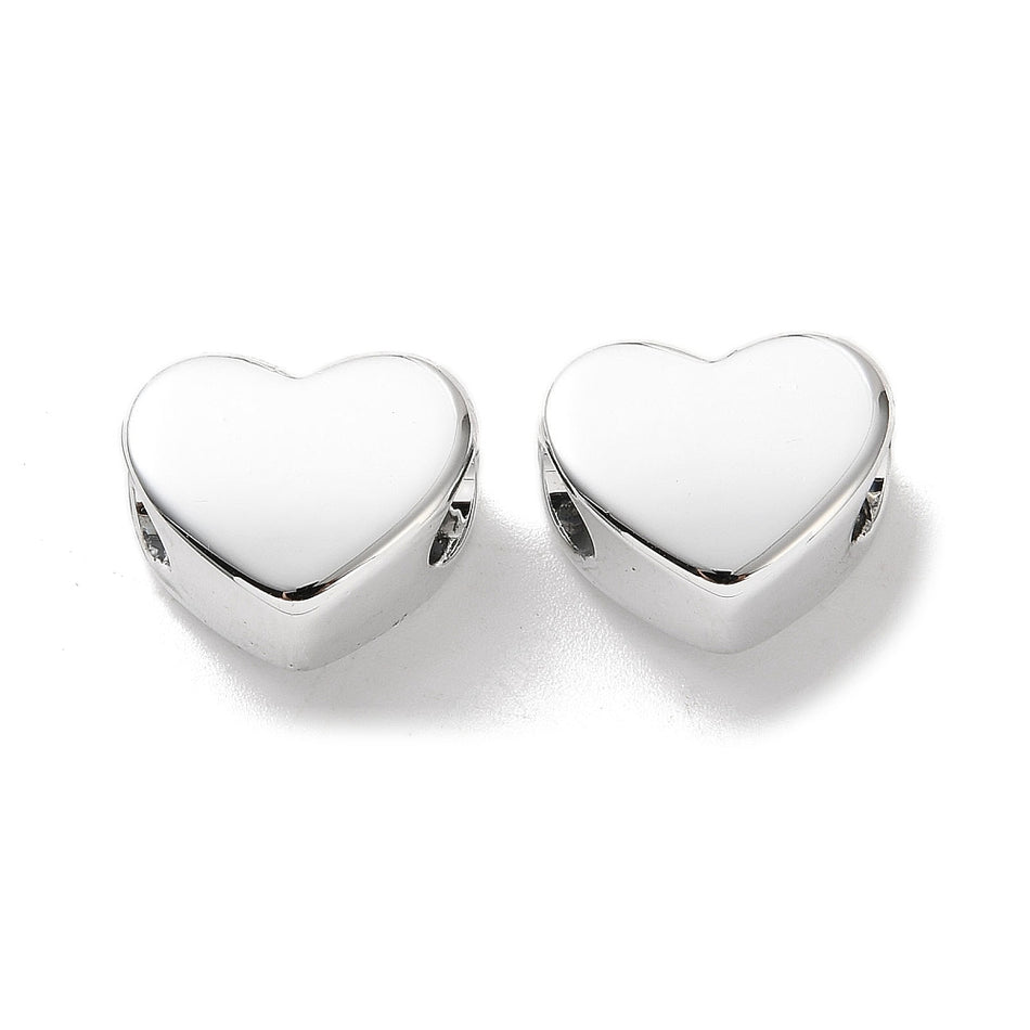 Acrylic Beads, Large Hole Beads, Heart, Golden Size 12x13.5mm, thickness 7mm, Package of 10pcs