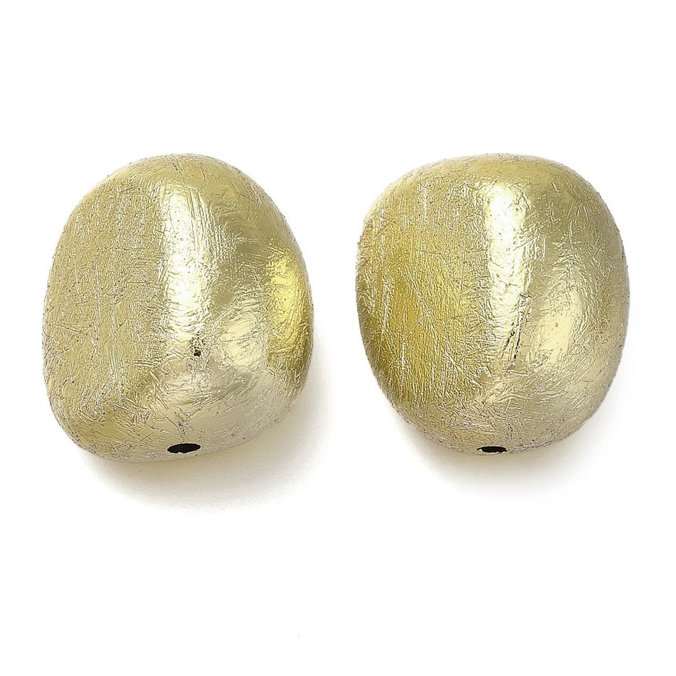 Acrylic Texture, Oval, Gold Size 22mm hole: 2mm Package Of 5pcs