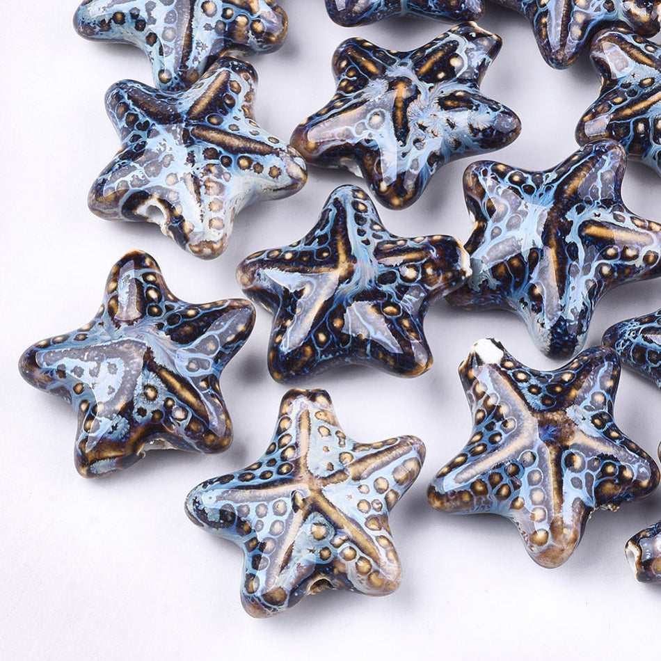 Dark Blue Ceramic Star, 2pcs