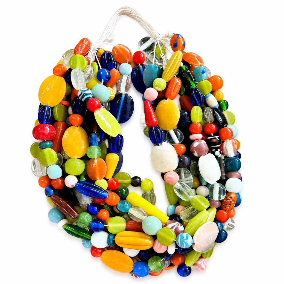 Lampwork Glass Beads Strand, Multi-Shape, Multicolor, Multi Size
