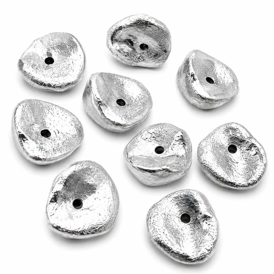 Acrylic Beads, Texture, Silver Bead Size: about 20.5mm long, 18.5mm wide, Package of 10pcs