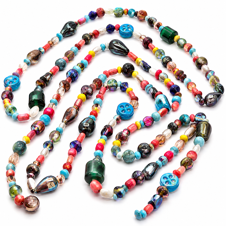 Bead mix, glass, mixed with luster finish, 5-25, 16" strand