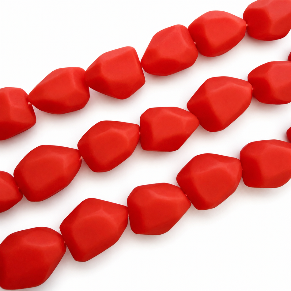 Solid Matte Resin Faceted Nugget Bead 20mm Strand