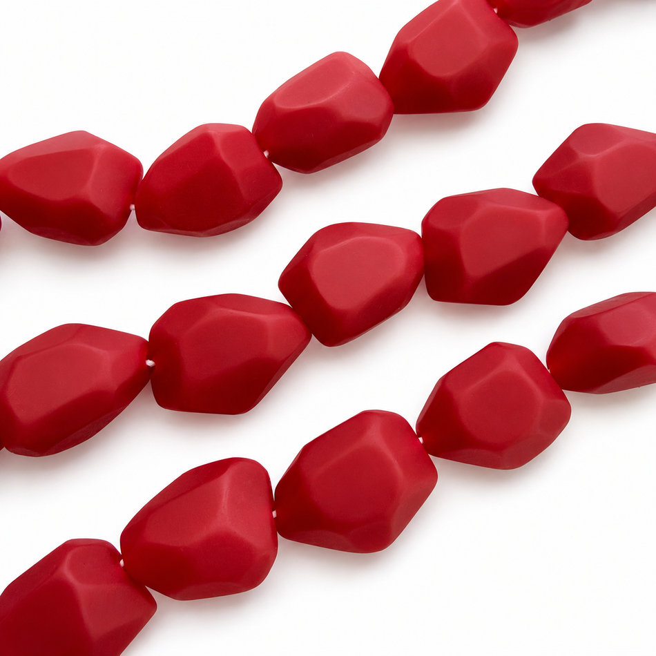 Solid Matte Resin Faceted Nugget Bead 20mm Strand