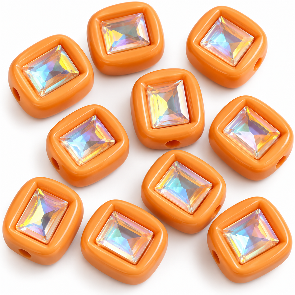 Zirconia Square Acrylic Beads, 14mm Package of 3pcs