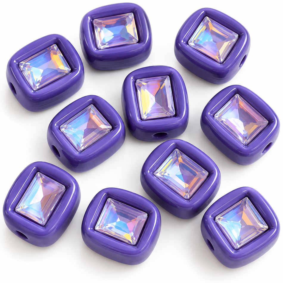 Zirconia Square Acrylic Beads, 14mm Package of 3pcs