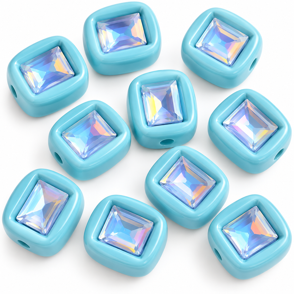 Zirconia Square Acrylic Beads, 14mm Package of 3pcs