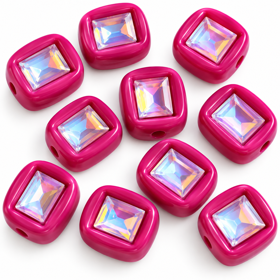 Zirconia Square Acrylic Beads, 14mm Package of 3pcs