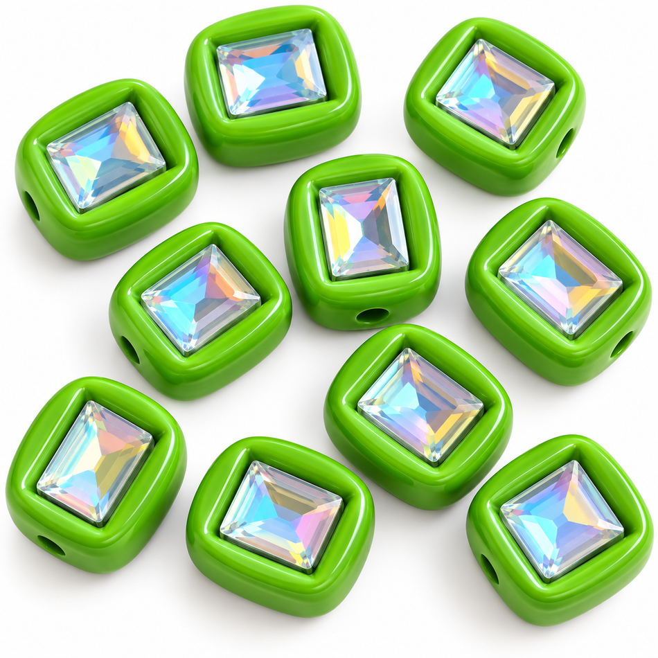 Zirconia Square Acrylic Beads, 14mm Package of 3pcs