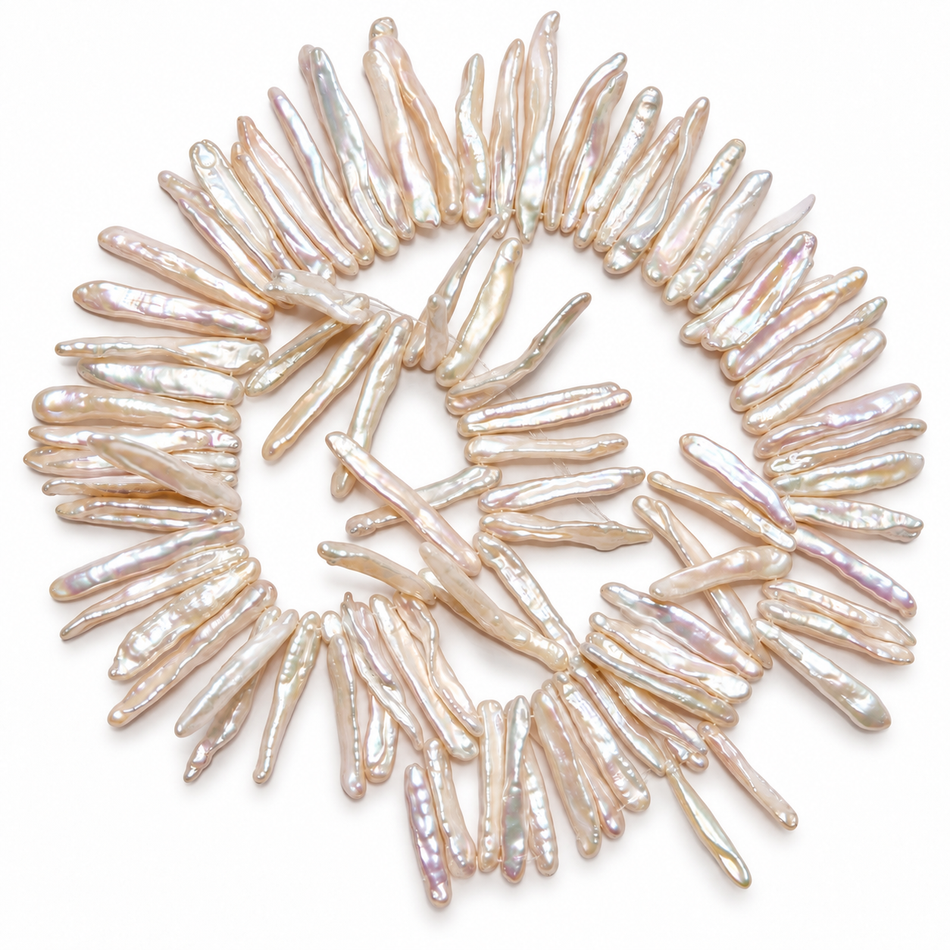 Natural Freshwater Stick Pearl 16 Inches Strand, Bead Size 20-30 Inch Long