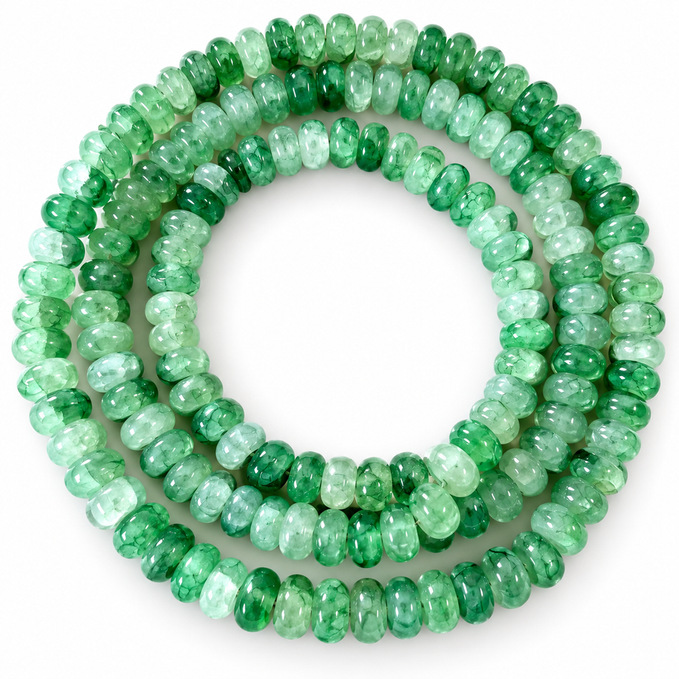Glass Beads Strands, Rondelle, Bead Size 8.5mm, 31 inches Long Strand.