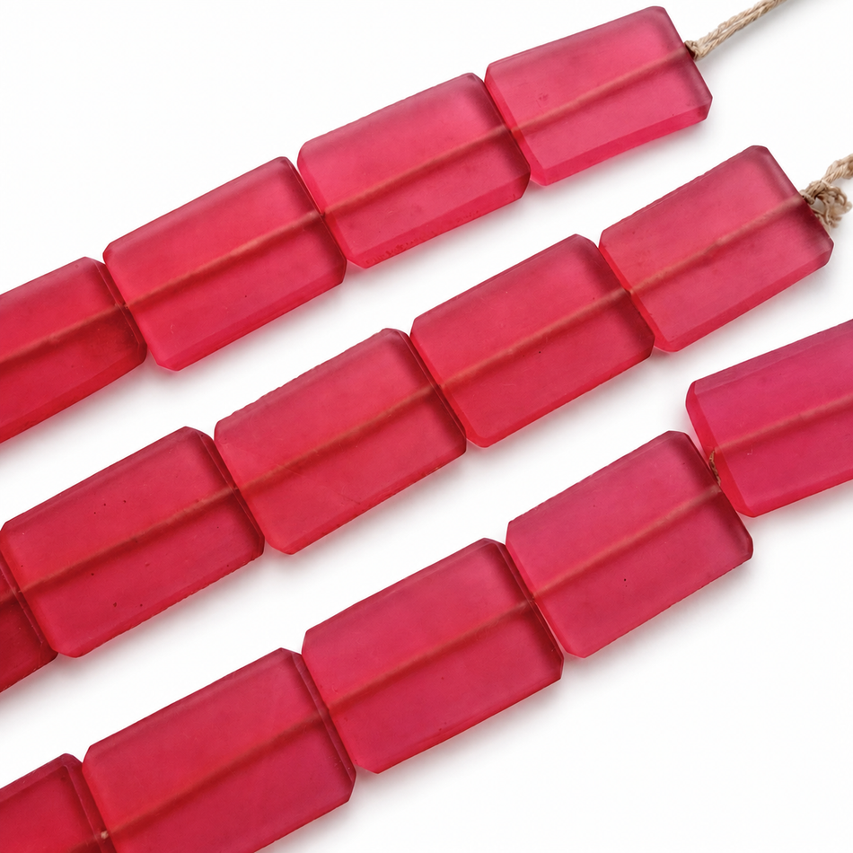 Transparent Matte Resin Rectangular Shape 1.5 inch Bead Strand