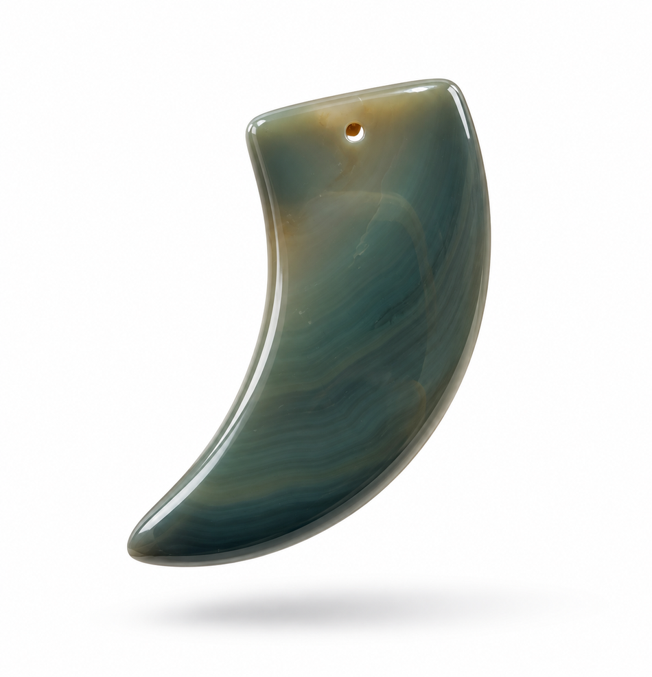 Natural Agate Horn Pendant, Size 60mm, 1pc