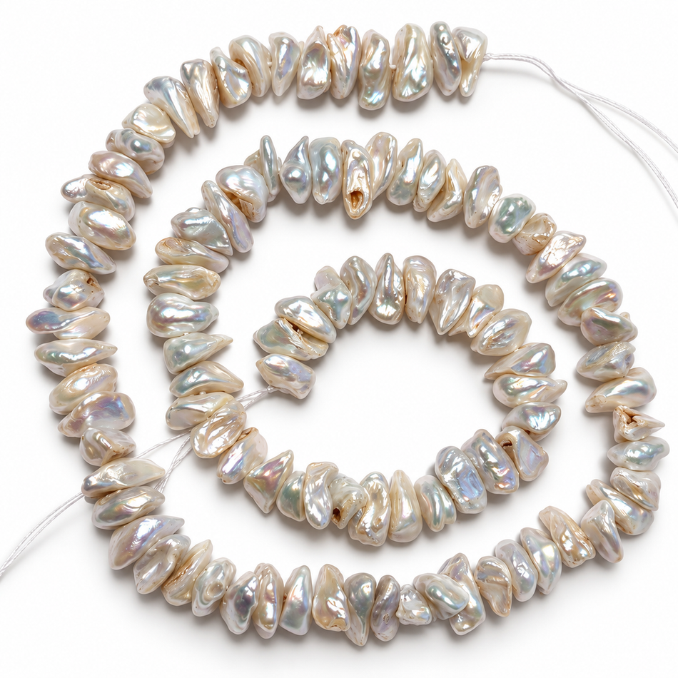 Natural Freshwater Pearl Irregular Chip Beads – Bead Size 8–12mm – 16” Strand