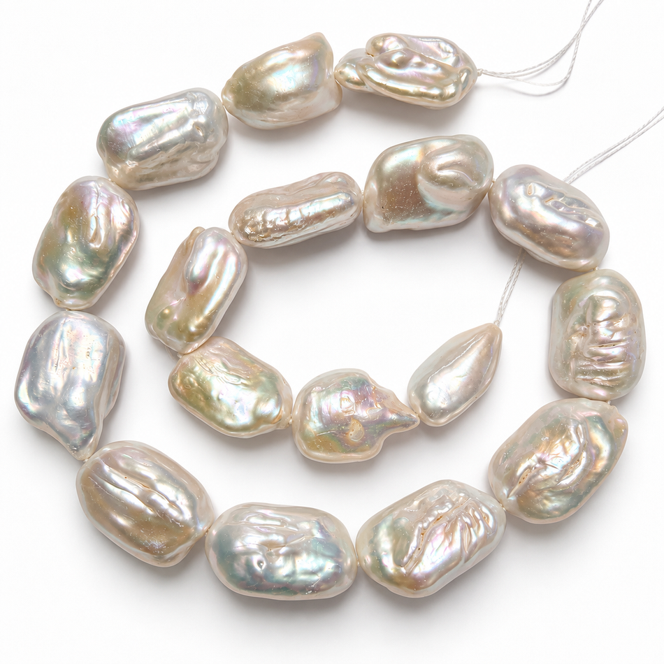 Natural Freshwater Baroque Pearl Beads – Bead Size 16–20mm – 15” Strand