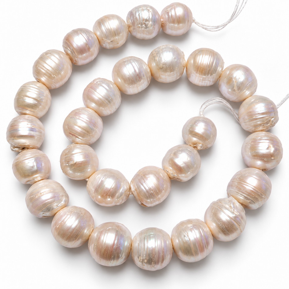 Natural Freshwater Baroque Pearl Beads – Bead Size 14–16mm – 16” Strand