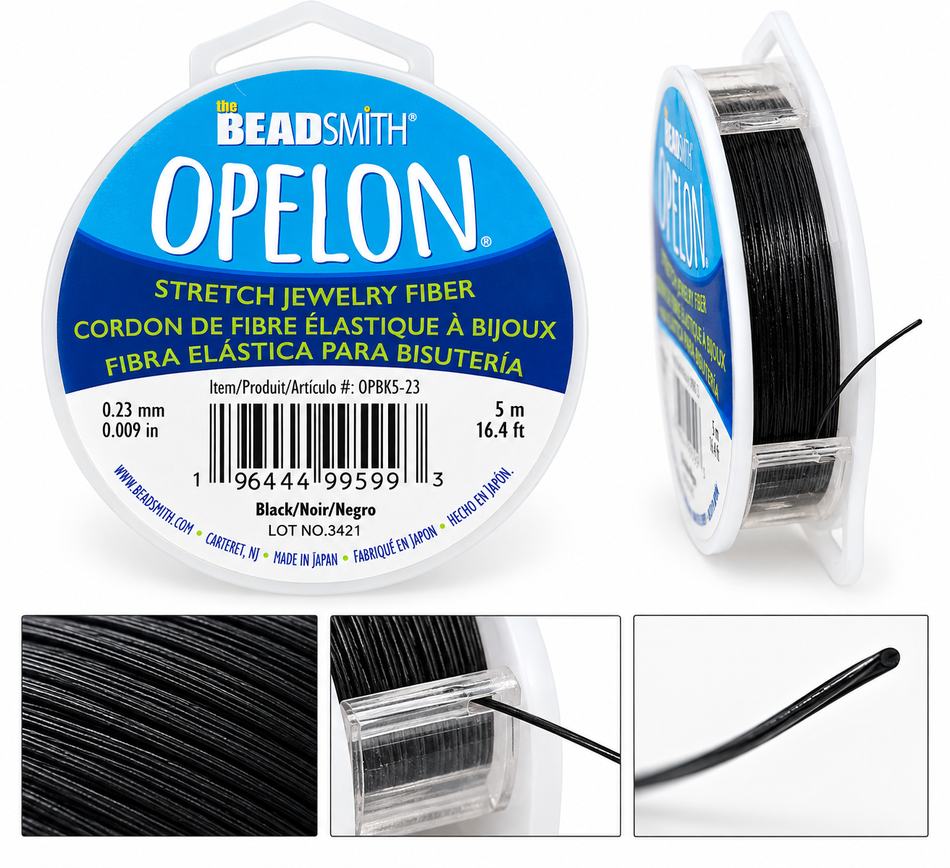 The BeadSmith Opelon Stretch Jewelry Fiber – Black – 0.23mm – 5m (16.4 ft)